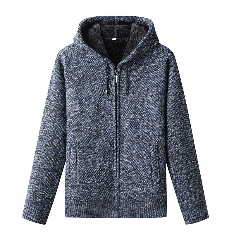 Men's Front-Pocket Zip-Up Hooded Cardigan