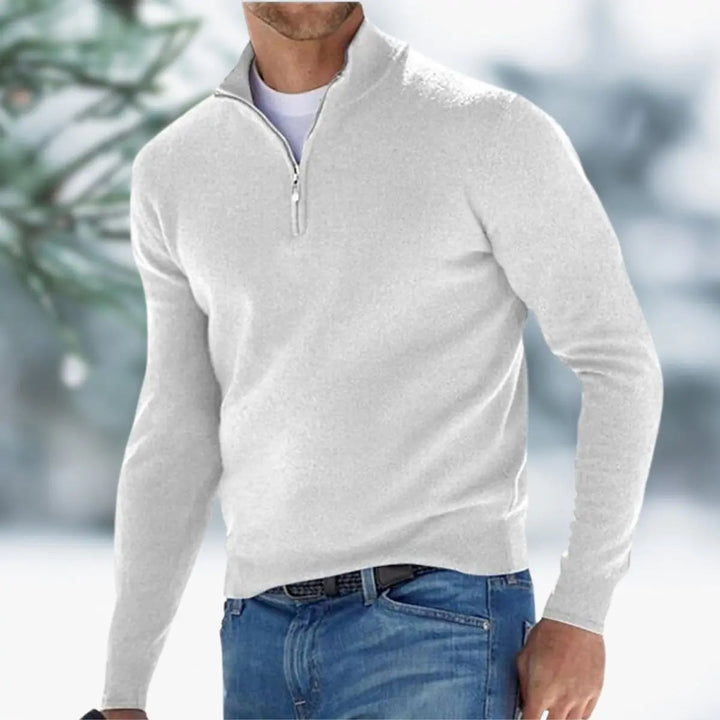 Men's Quarter-Zip Knit Sweater Long Sleeve Pullover Jumper