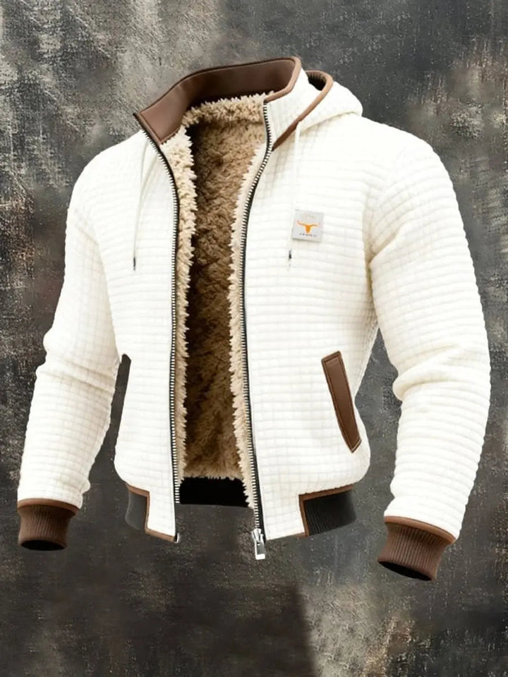 Men's Quilted Jacket Fleece Lined Hooded Zip-Up Winter Coat