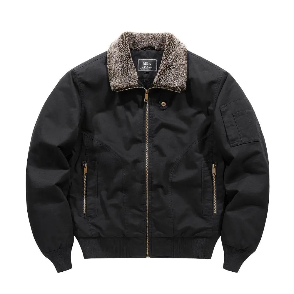 Men's Sherpa Collar Bomber Jacket Zip Front