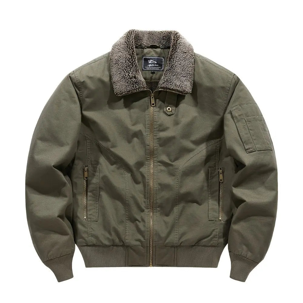 Men's Sherpa Collar Bomber Jacket Zip Front