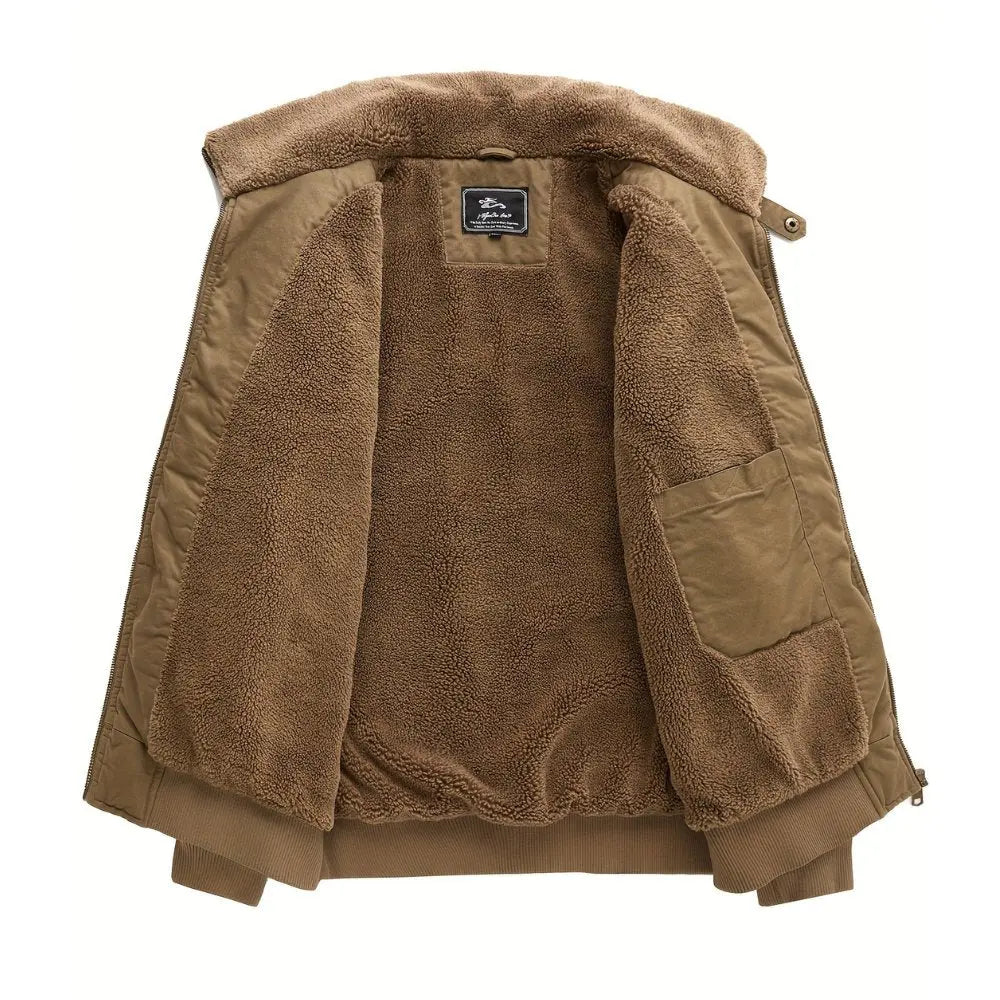 Men's Sherpa Collar Bomber Jacket Zip Front