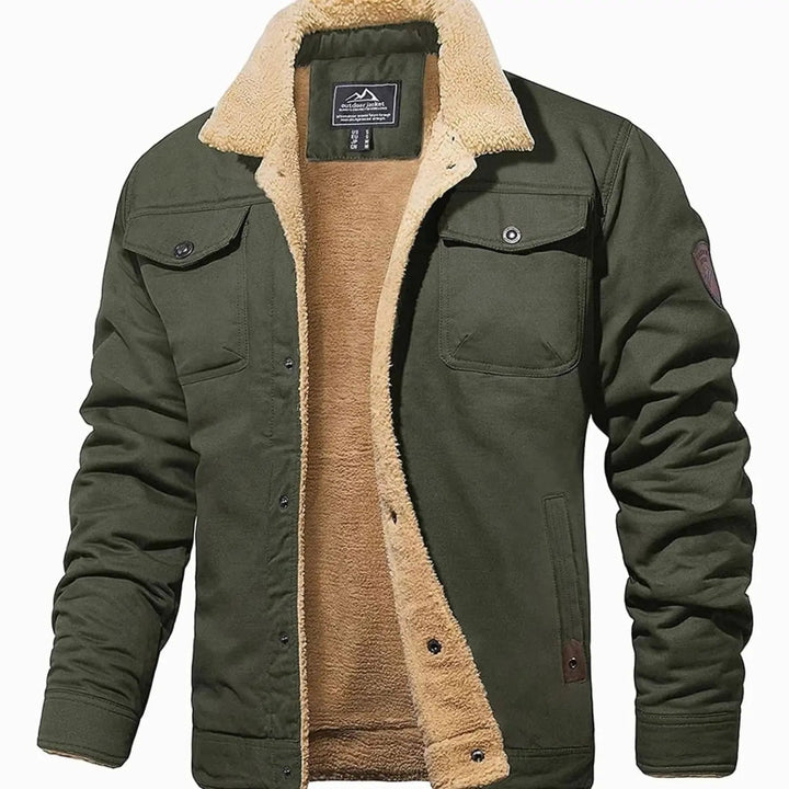 Men's Sherpa-Lined Relaxed-Fit Snap-Button Winter Jacket