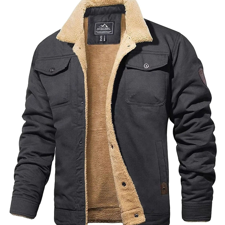 Men's Sherpa-Lined Relaxed-Fit Snap-Button Winter Jacket