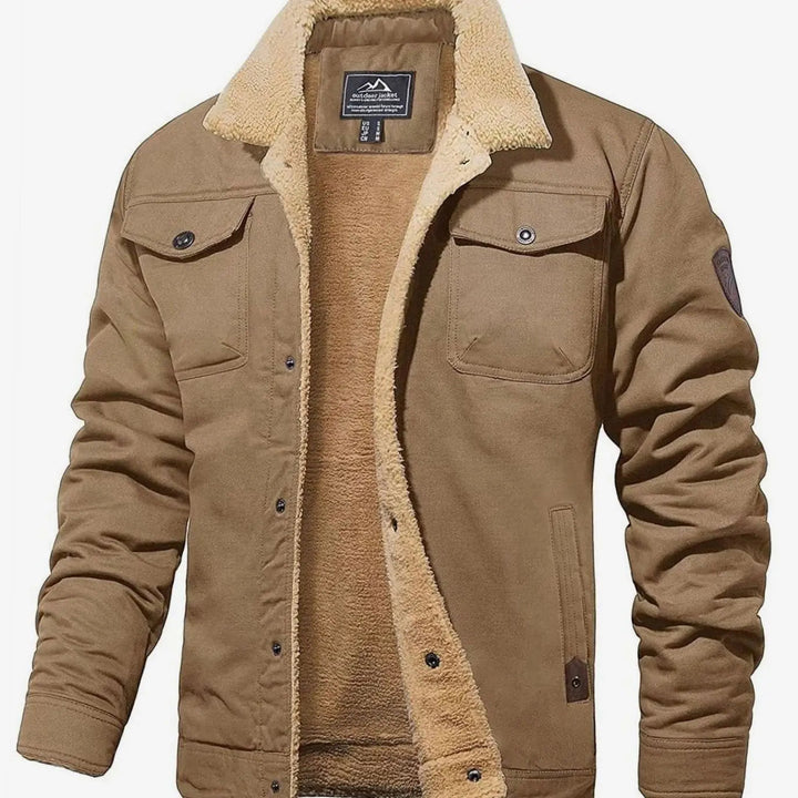 Men's Sherpa-Lined Relaxed-Fit Snap-Button Winter Jacket