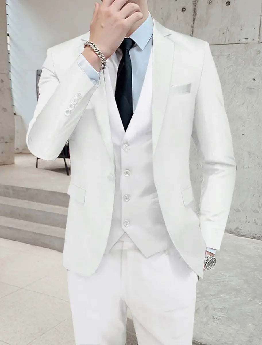 Men's Single-Breasted Two-Button Three-Piece Tailored Suit