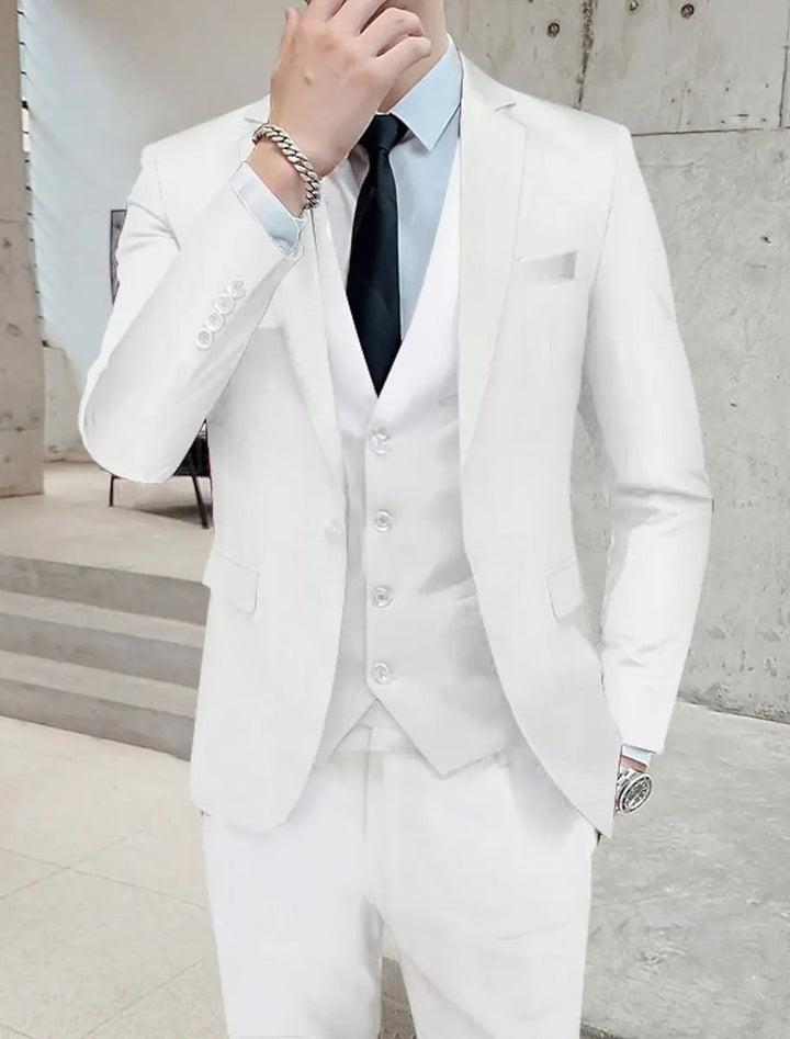 Men's Single-Breasted Two-Button Three-Piece Tailored Suit