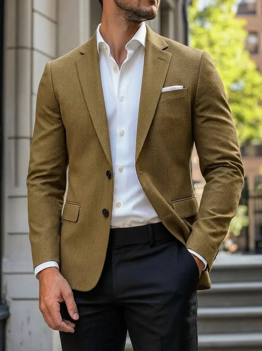 Men's Smart-Casual Single-Breasted Standard-Fit Blazer Jacket