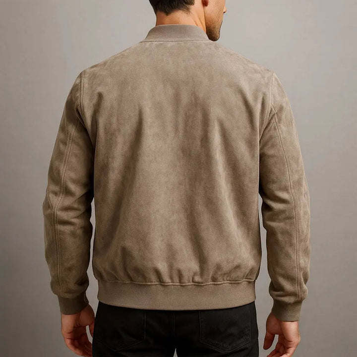 Men's Suede Bomber Jacket Minimalist Urban