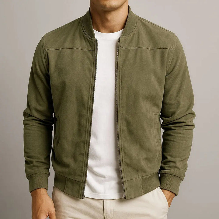 Men's Suede Bomber Jacket Minimalist Urban