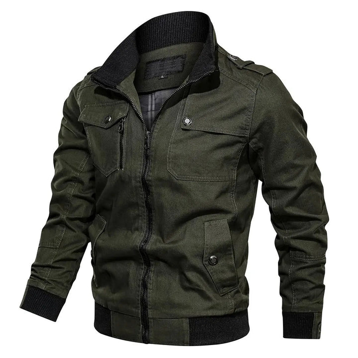 Men's Utility Bomber Jacket Stand Collar Multi-Pocket