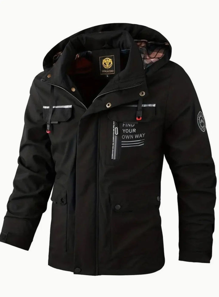 Men's Waterproof Hooded Multi-Pocket Winter Jacket