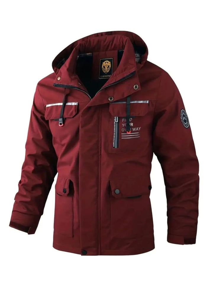 Men's Waterproof Hooded Multi-Pocket Winter Jacket