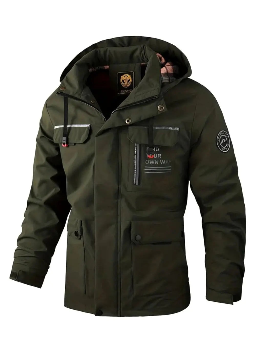 Men's Waterproof Hooded Multi-Pocket Winter Jacket
