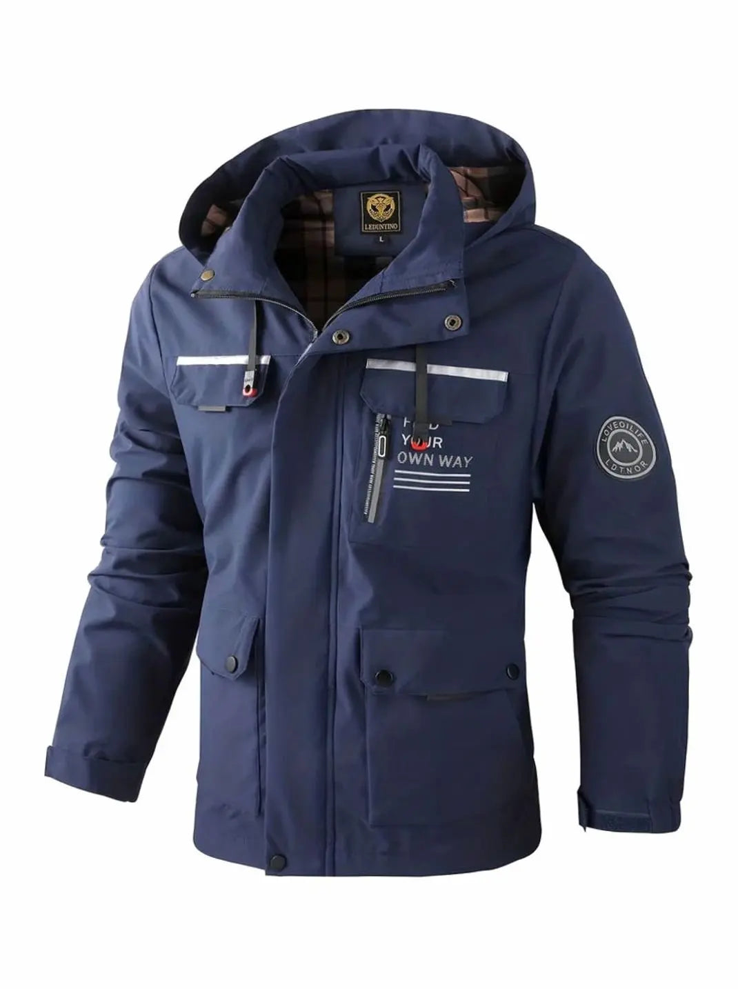 Men's Waterproof Hooded Multi-Pocket Winter Jacket