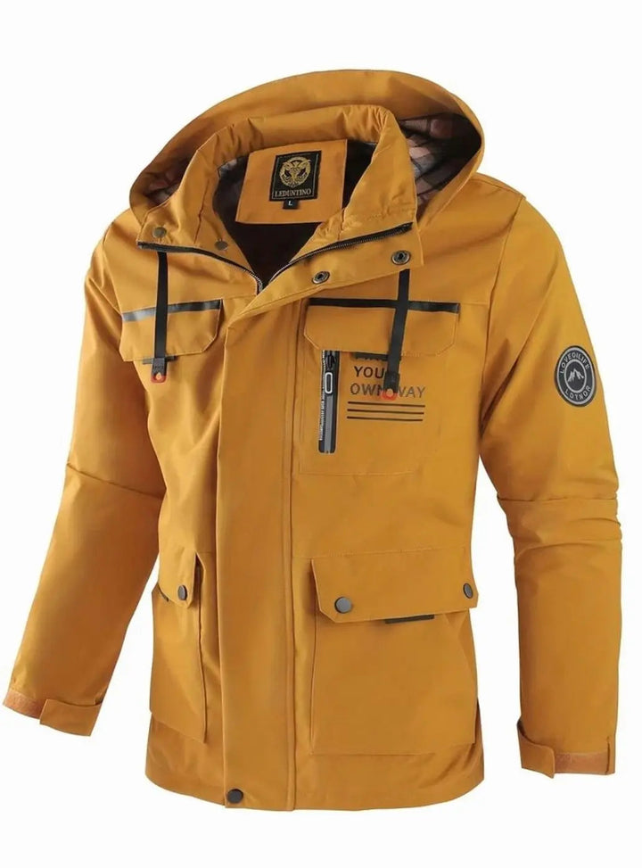 Men's Waterproof Hooded Multi-Pocket Winter Jacket