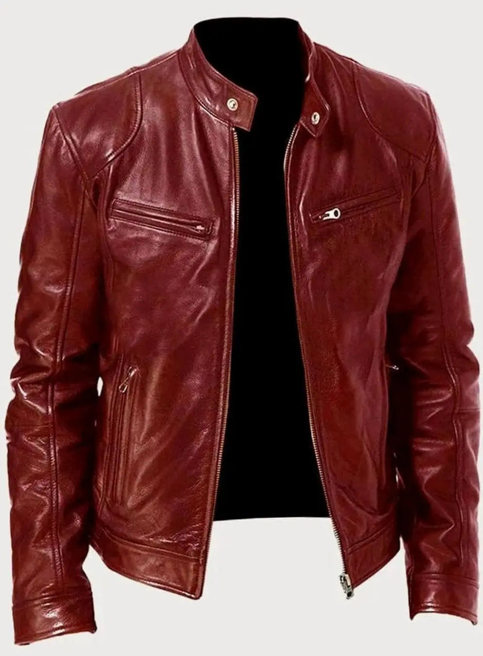 Men's Zip-Up Biker Faux Leather Casual Jacket