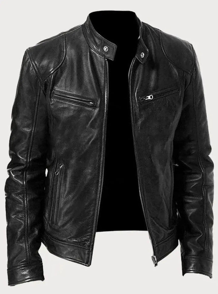 Men's Zip-Up Biker Faux Leather Casual Jacket