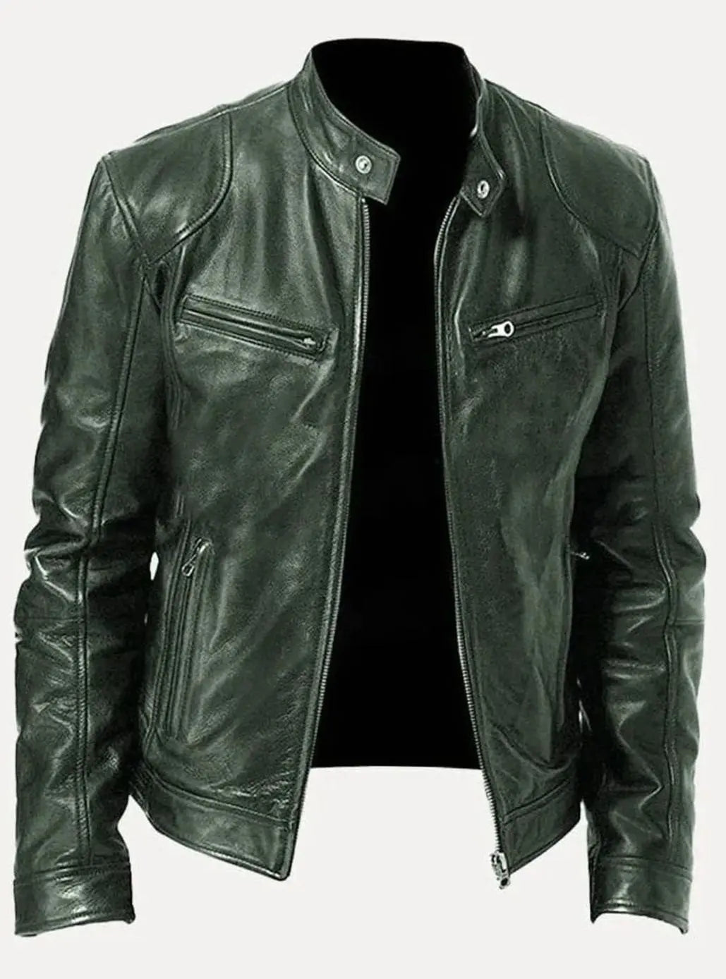 Men's Zip-Up Biker Faux Leather Casual Jacket