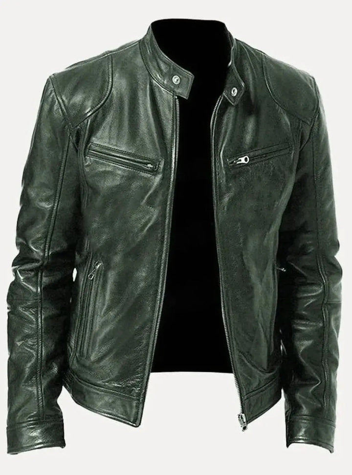 Men's Zip-Up Biker Faux Leather Casual Jacket