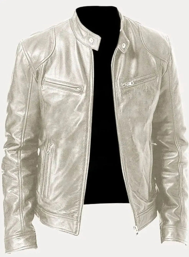 Men's Zip-Up Biker Faux Leather Casual Jacket