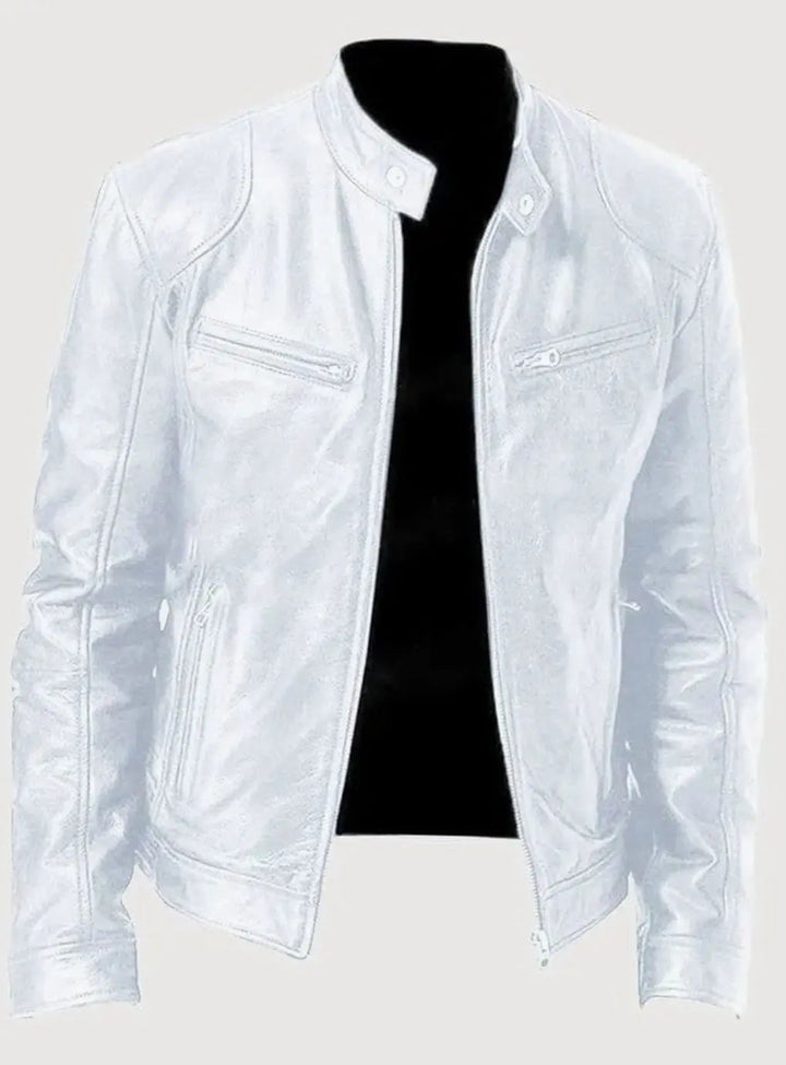 Men's Zip-Up Biker Faux Leather Casual Jacket