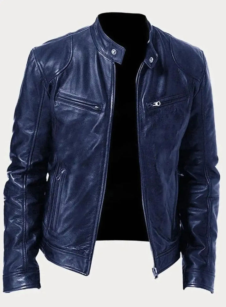 Men's Zip-Up Biker Faux Leather Casual Jacket
