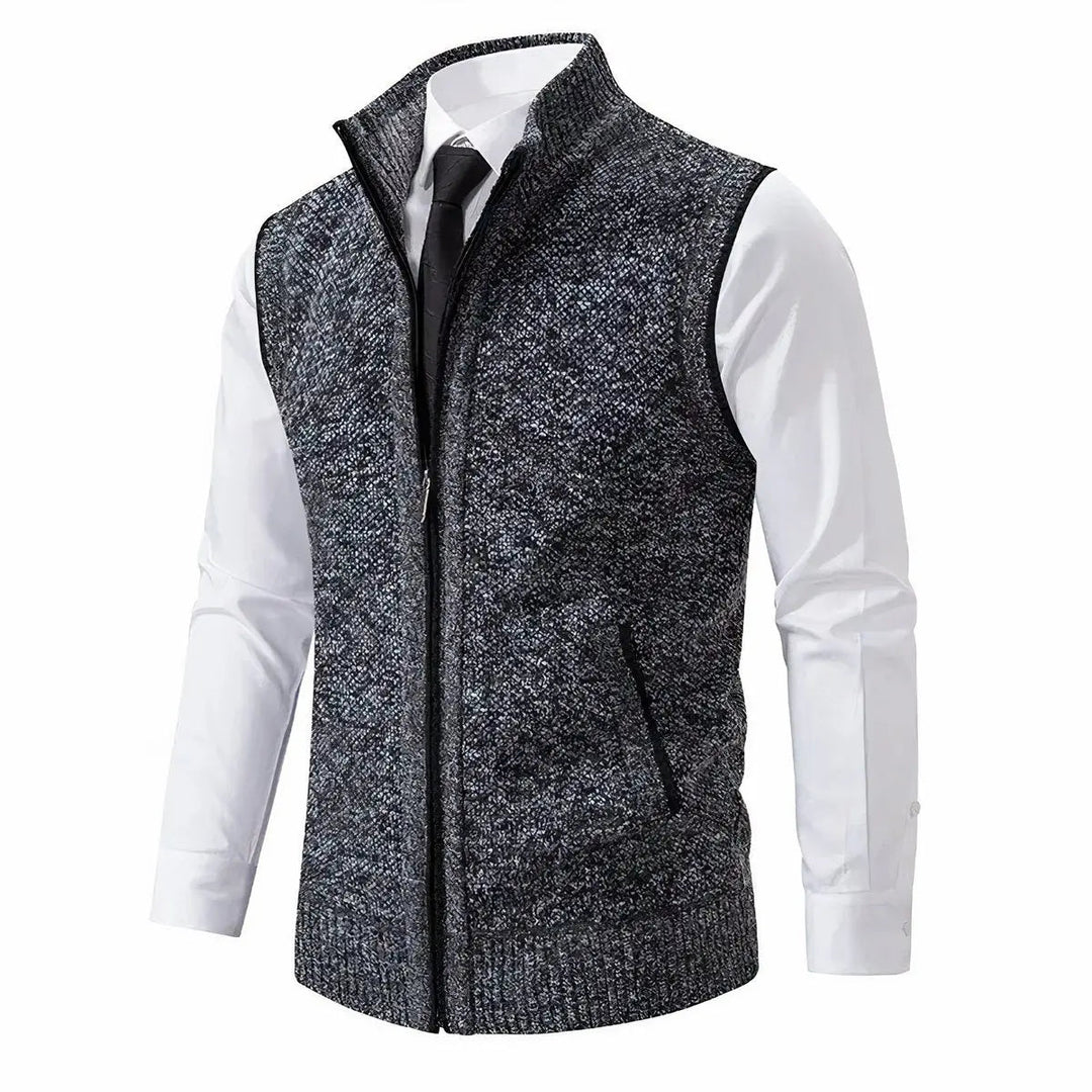 Men's Zip-Up Sleeveless Knit Sweater Vest