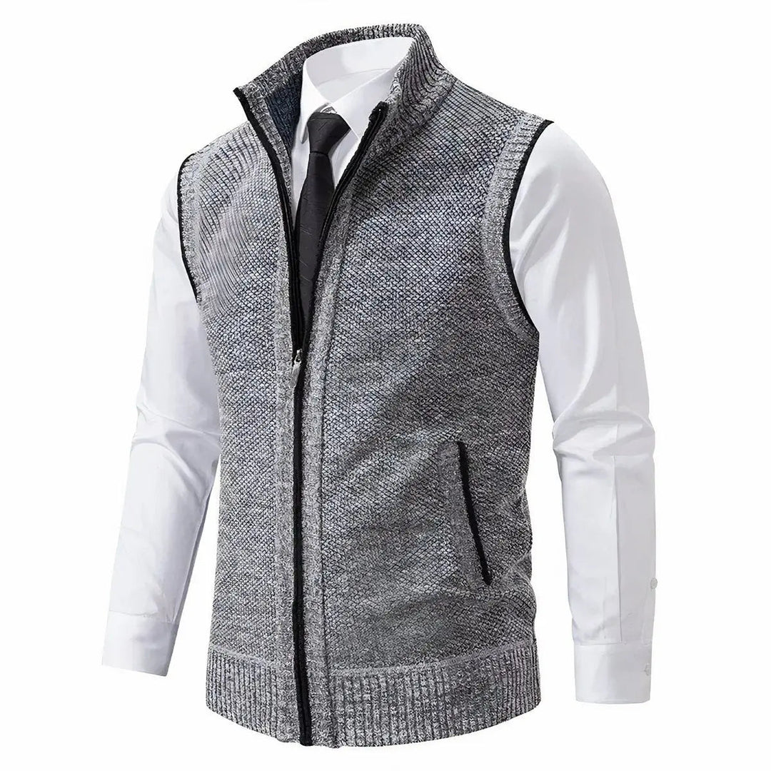 Men's Zip-Up Sleeveless Knit Sweater Vest