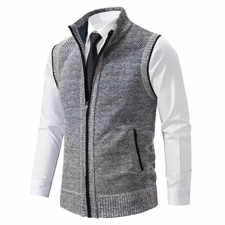 Men's Zip-Up Sleeveless Knit Sweater Vest