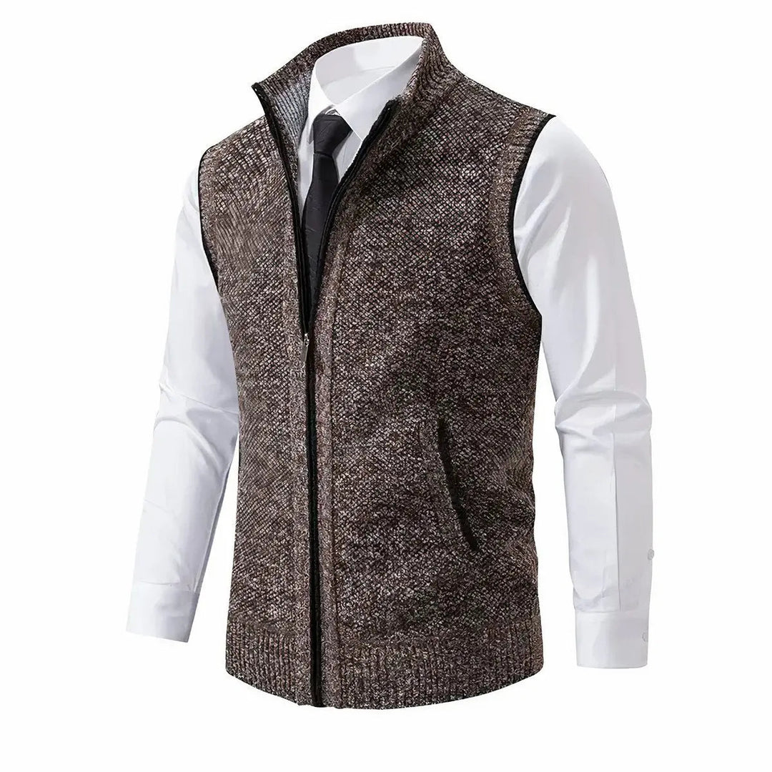 Men's Zip-Up Sleeveless Knit Sweater Vest