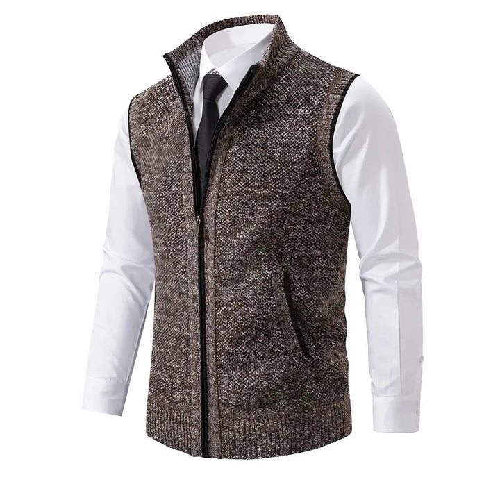 Men's Zip-Up Sleeveless Knit Sweater Vest