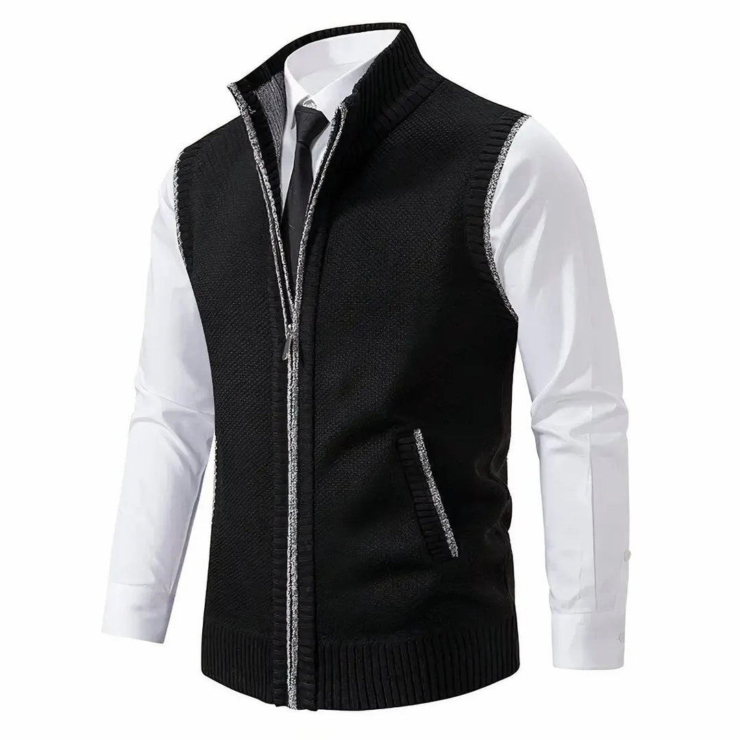 Men's Zip-Up Sleeveless Knit Sweater Vest