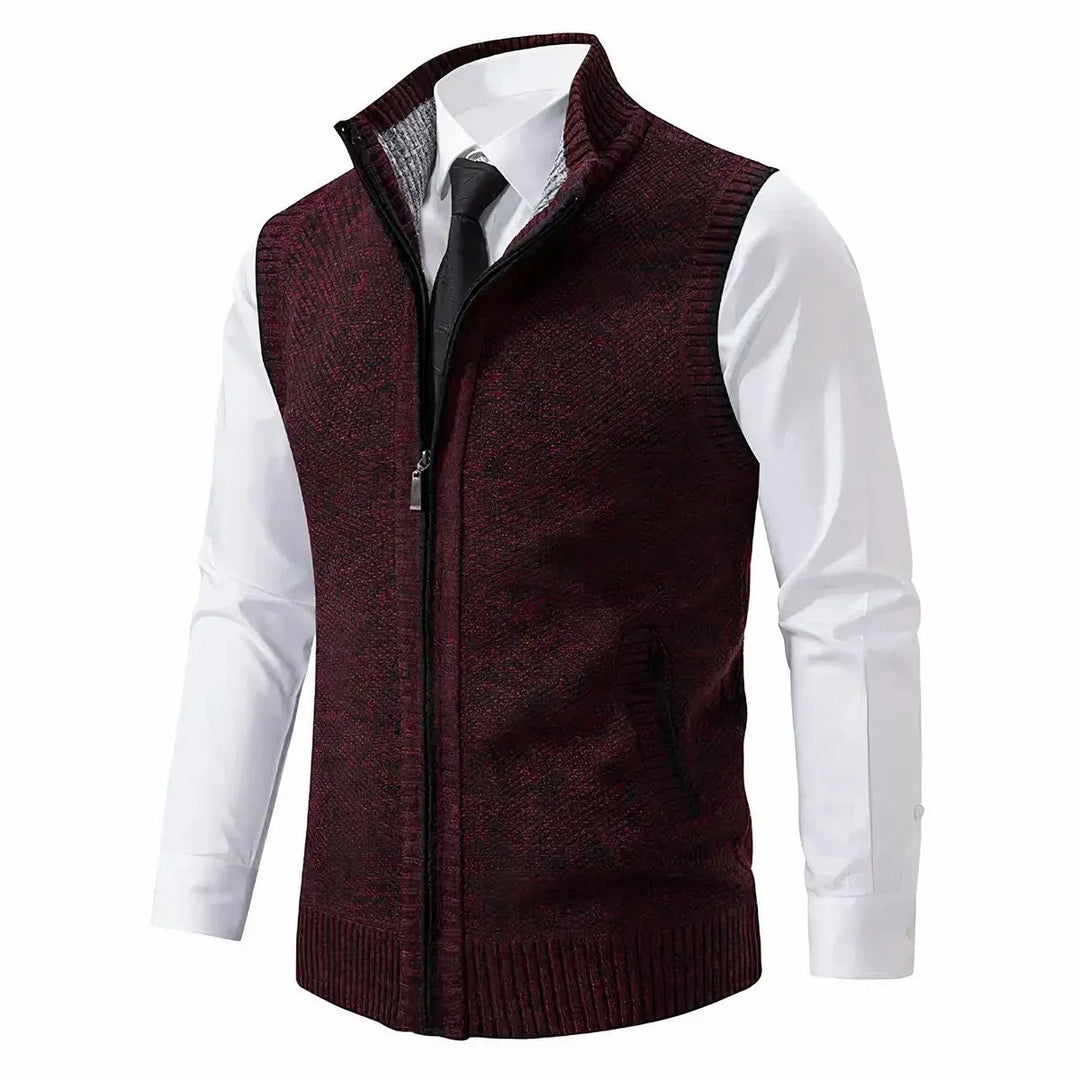 Men's Zip-Up Sleeveless Knit Sweater Vest