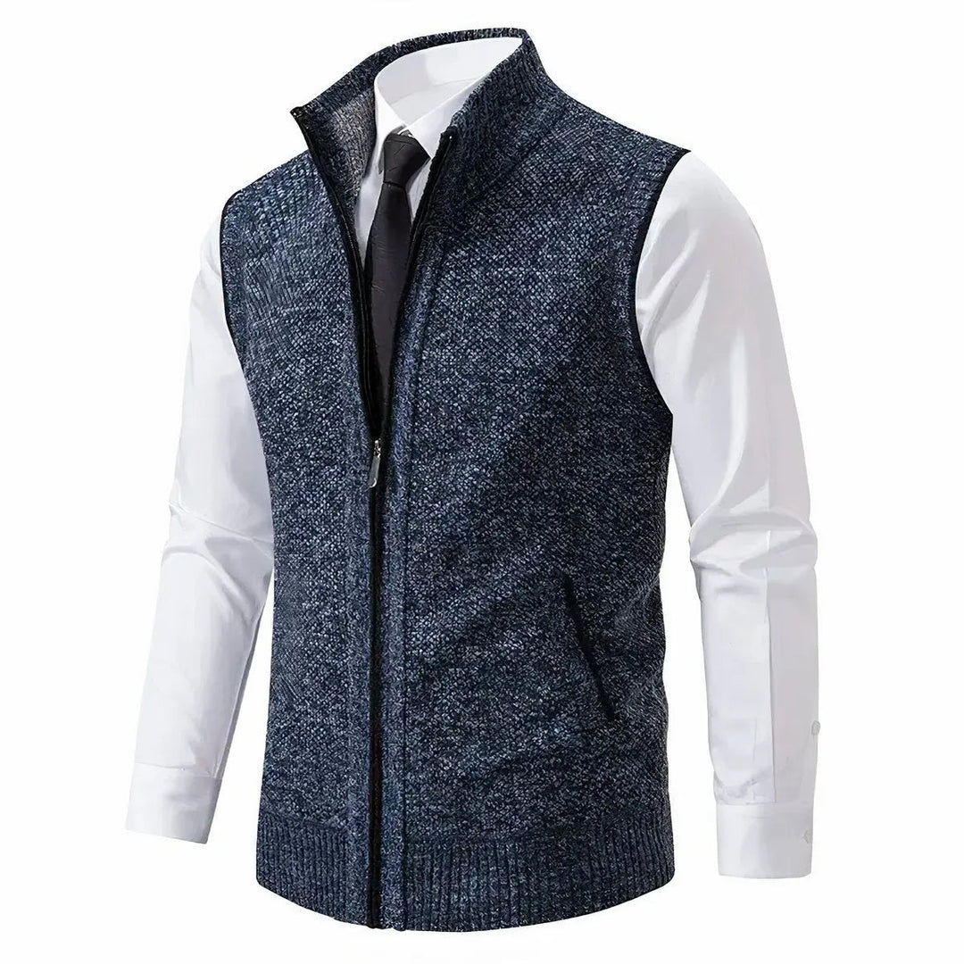 Men's Zip-Up Sleeveless Knit Sweater Vest