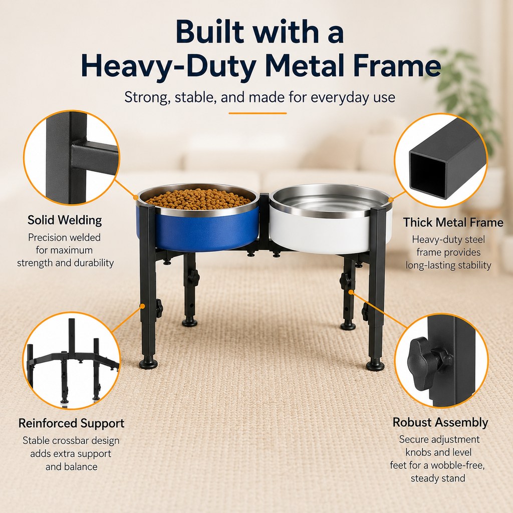 Adjustable Raised Dog Bowl Stand for Home Feeding