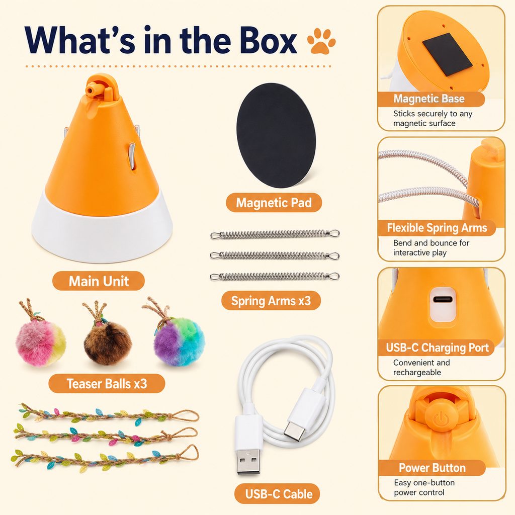 MiaSpin 360 Magnetic Rotating Cat Teaser Toy for Indoor Cats