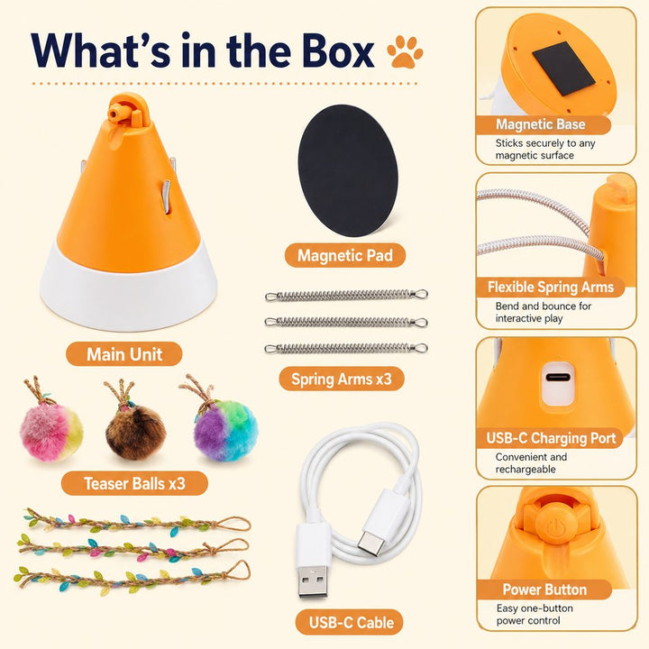 MiaSpin 360 Magnetic Rotating Cat Teaser Toy for Indoor Cats