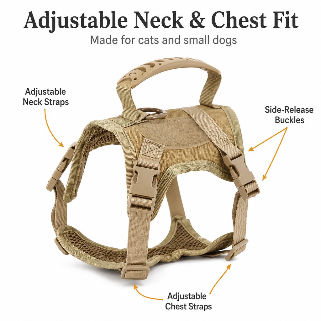Mini Tactical Pet Harness Vest for Cats & Small Dogs