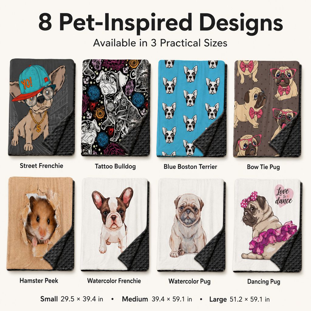 Layered Minky Pet Comfort Blanket for Dog Beds, Quiet Corners & Noisy Moments