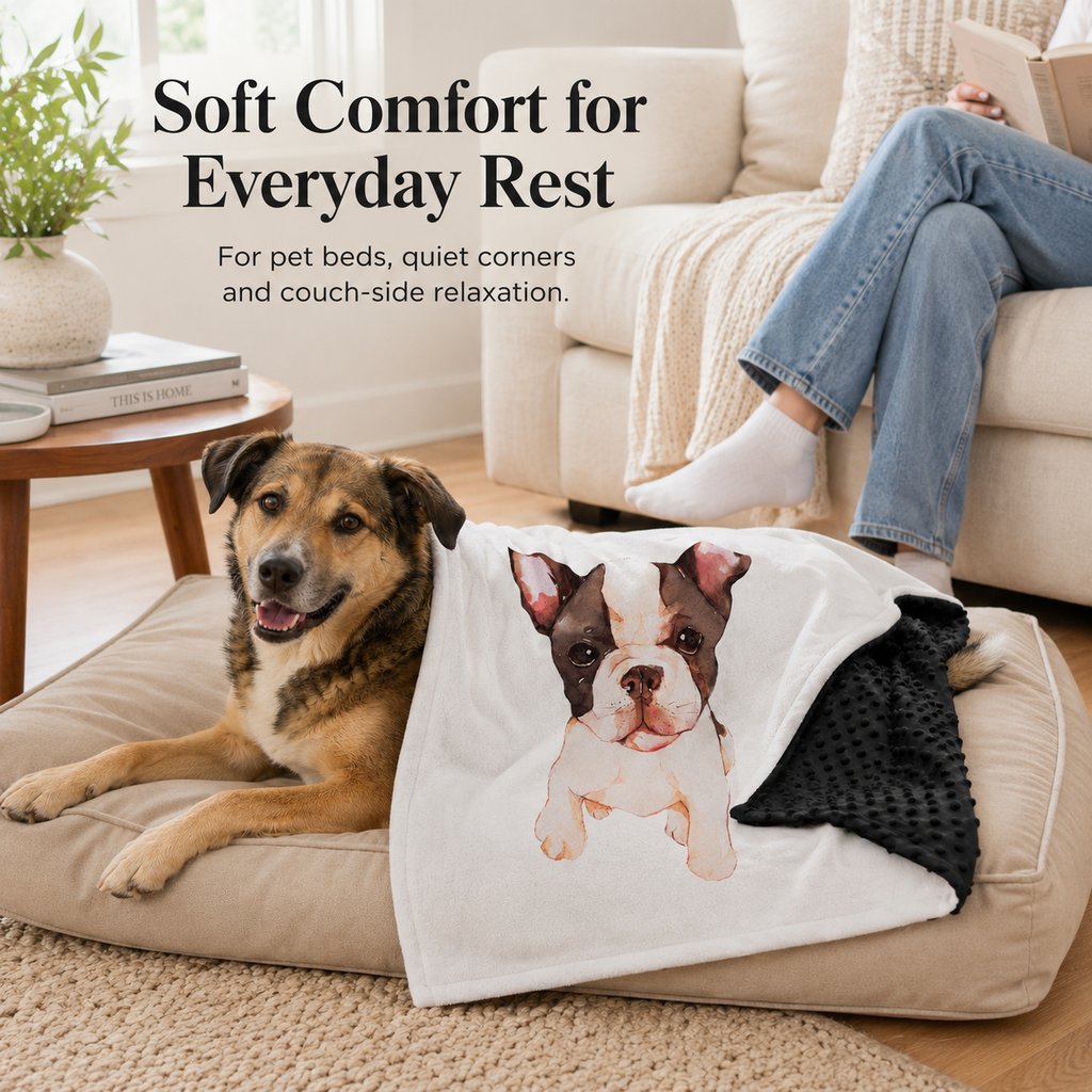 Layered Minky Pet Comfort Blanket for Dog Beds, Quiet Corners & Noisy Moments