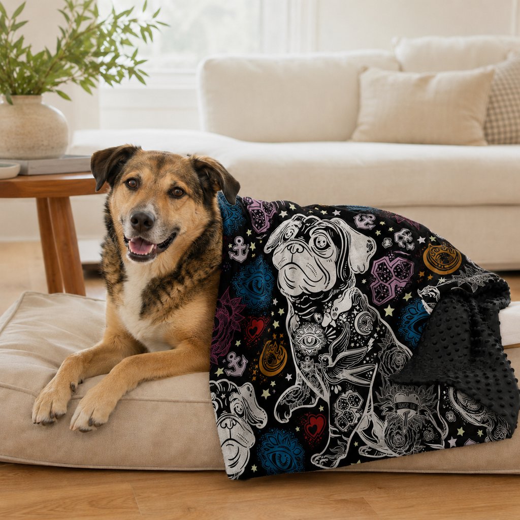 Layered Minky Pet Comfort Blanket for Dog Beds, Quiet Corners & Noisy Moments