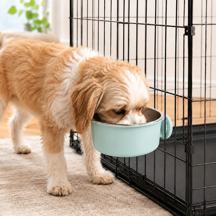 Crate-Mounted Stainless Steel Pet Bowl for Dogs & Cats