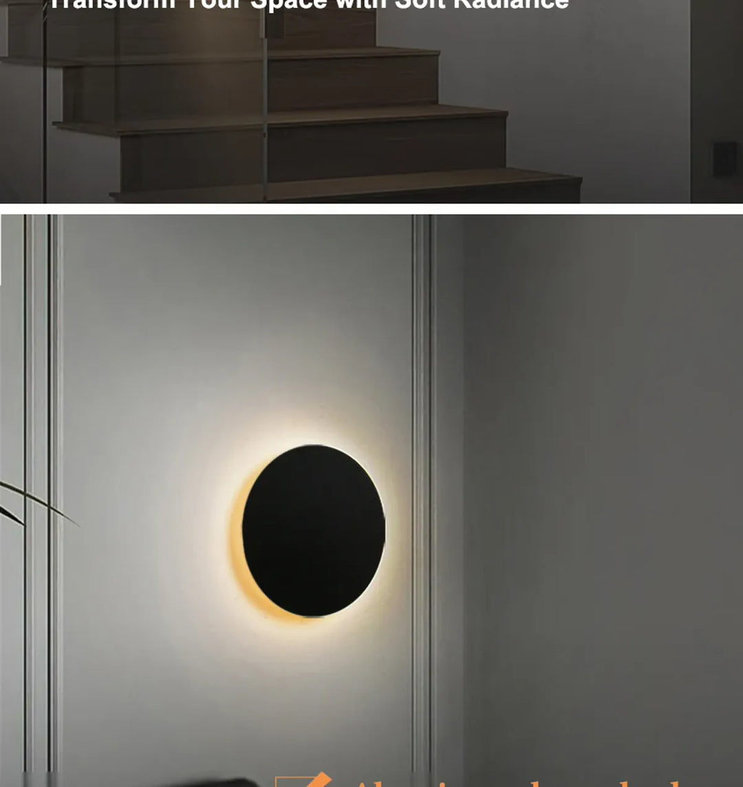 Modern Circular LED Wall Lamp - Black/White, Aluminium & Acrylic