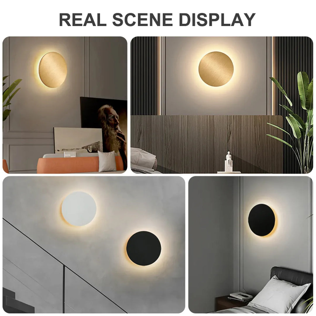 Modern Circular LED Wall Lamp - Black/White, Aluminium & Acrylic