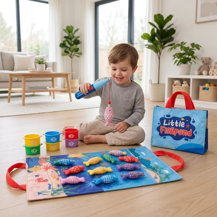 Montessori Plush Fishing Toy Set with Colour Matching and Fine Motor Skills