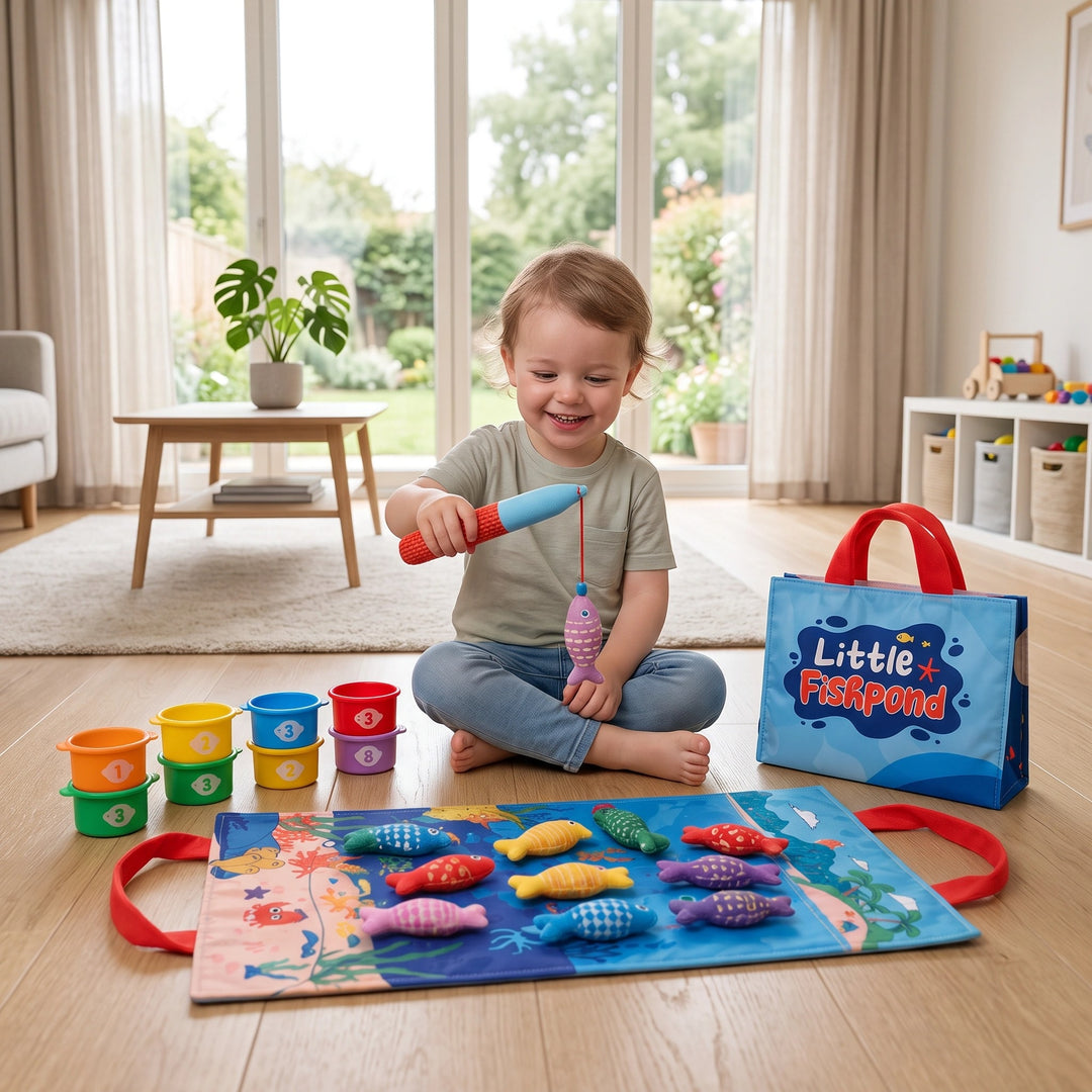 Montessori Plush Fishing Toy Set with Colour Matching and Fine Motor Skills