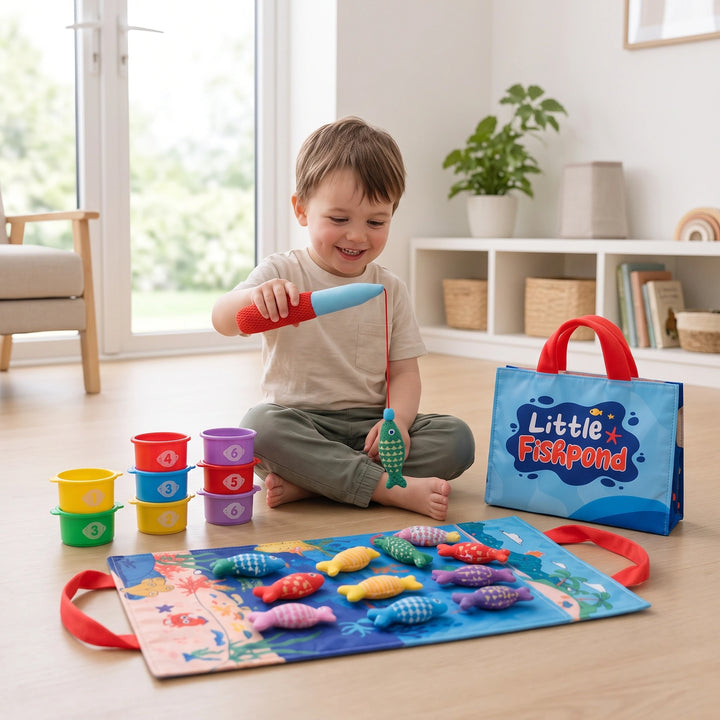 Montessori Plush Fishing Toy Set with Colour Matching and Fine Motor Skills