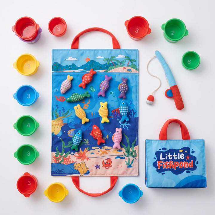 Montessori Plush Fishing Toy Set with Colour Matching and Fine Motor Skills