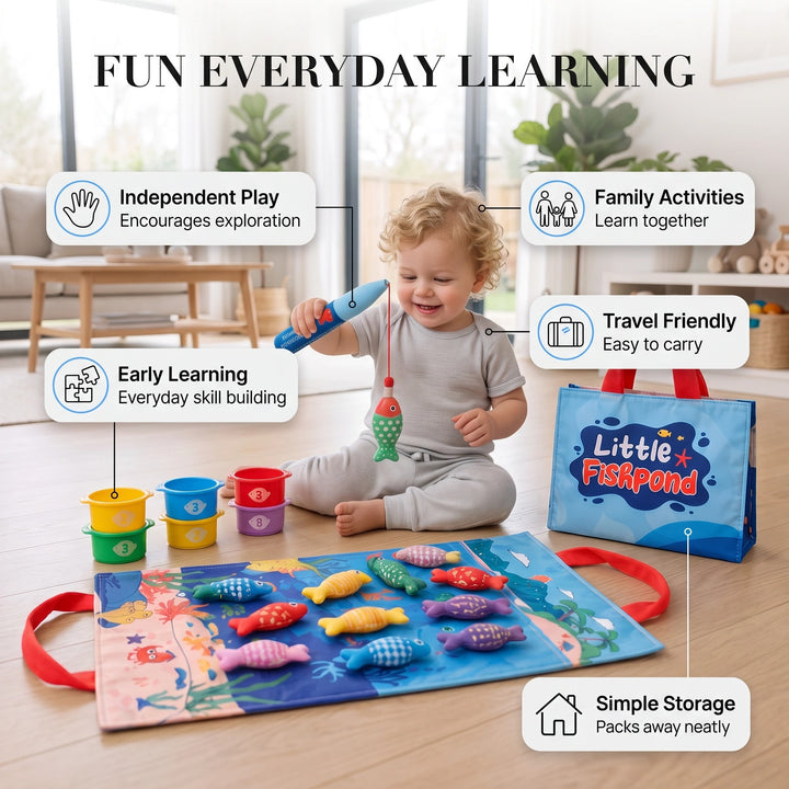Montessori Plush Fishing Toy Set with Colour Matching and Fine Motor Skills